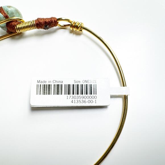 Banana Republic Gold Wire Bangle Bracelet with Turquoise Stone Accent - Picture 5 of 10